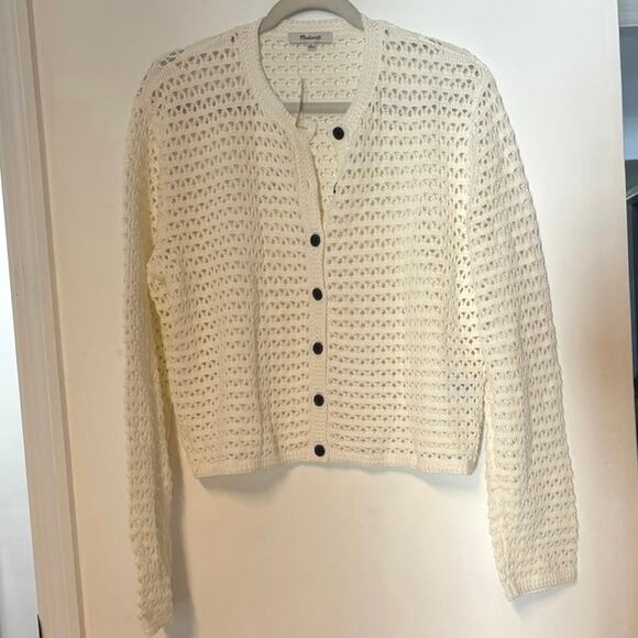 NWT Madewell Open-Stitch Crewneck Sweater In Lighthouse Size Large - Picture 4 of 7